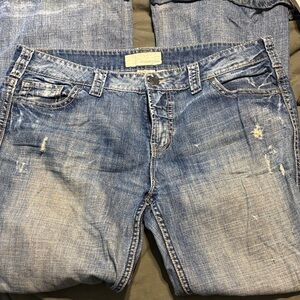 Maurices Light Blue Distressed Flare Jeans